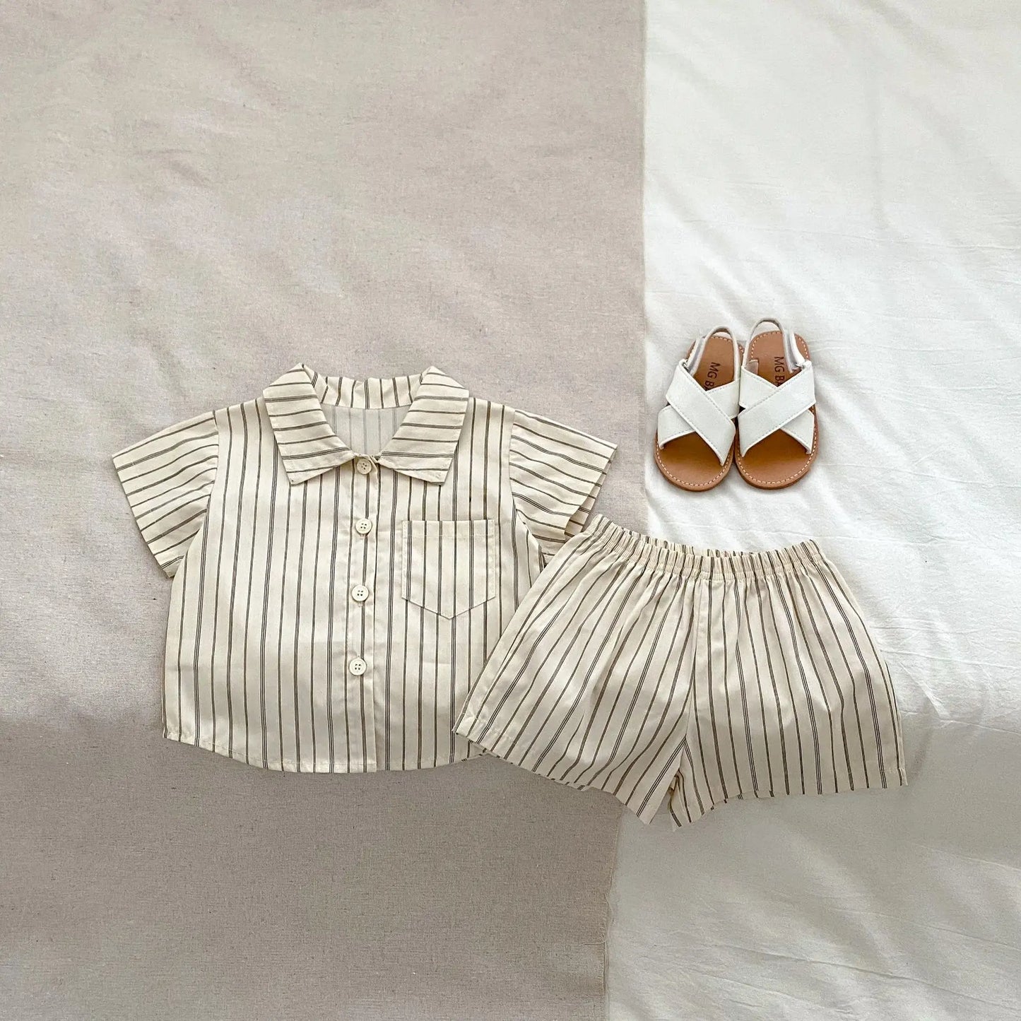 StriPlay – 2pc Striped Shirt & Shorts Set