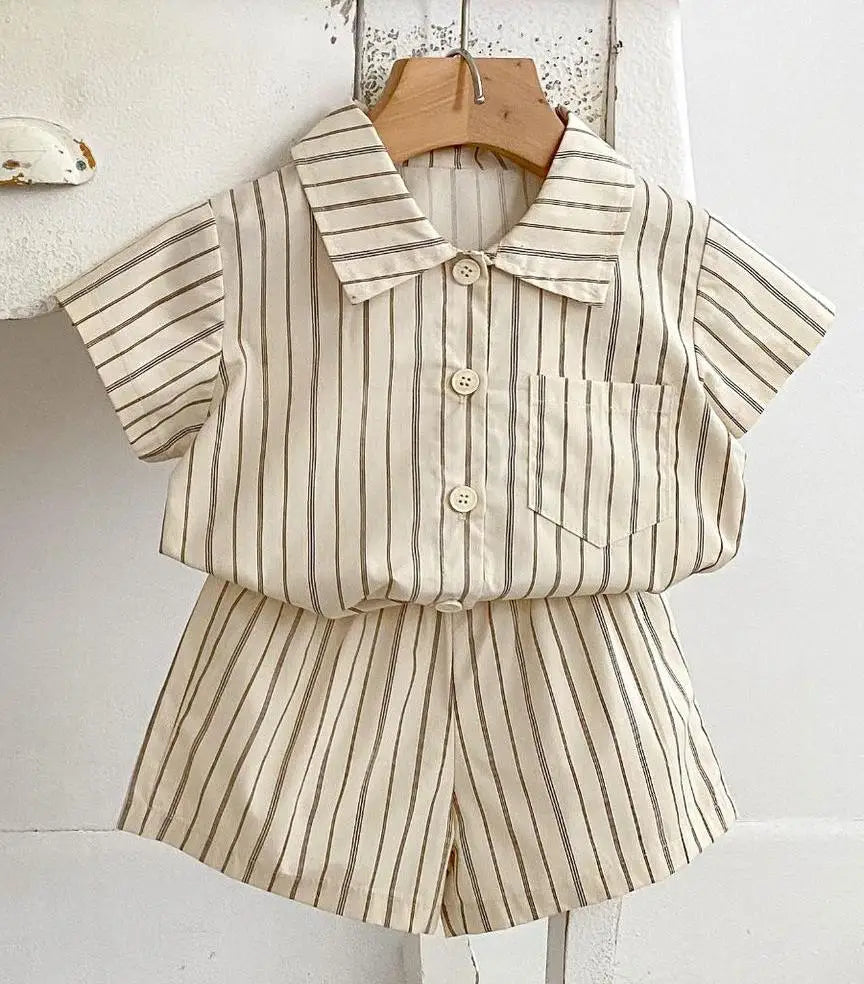 StriPlay – 2pc Striped Shirt & Shorts Set