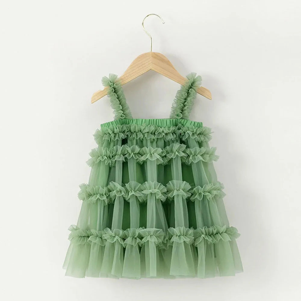 TulleMint Frock – Ruched Sleeveless Tutu Dress
