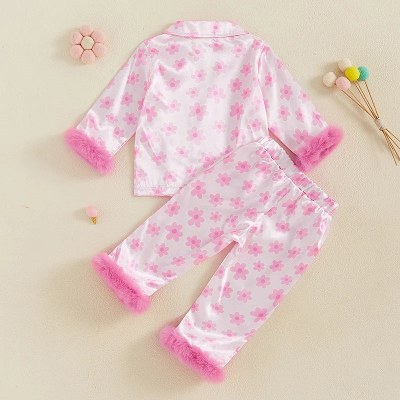 Lovella – Floral Plush Pajamas for Girls