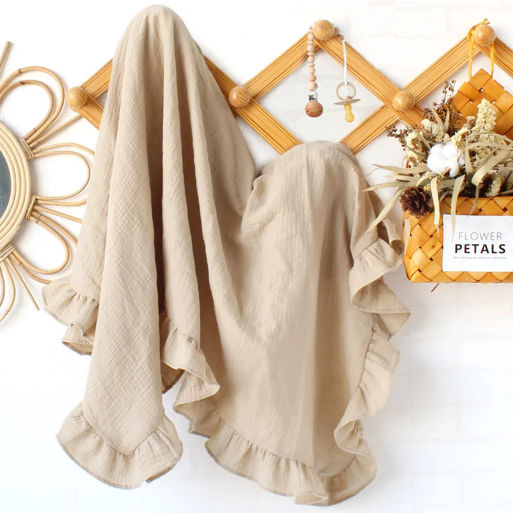 CozyNest Swaddle – Ruffle Organic Cotton Baby Blanket