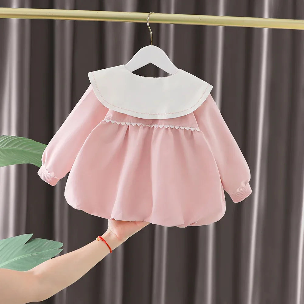 Children's Jackets with Turn-down Collar and White Edge Bow