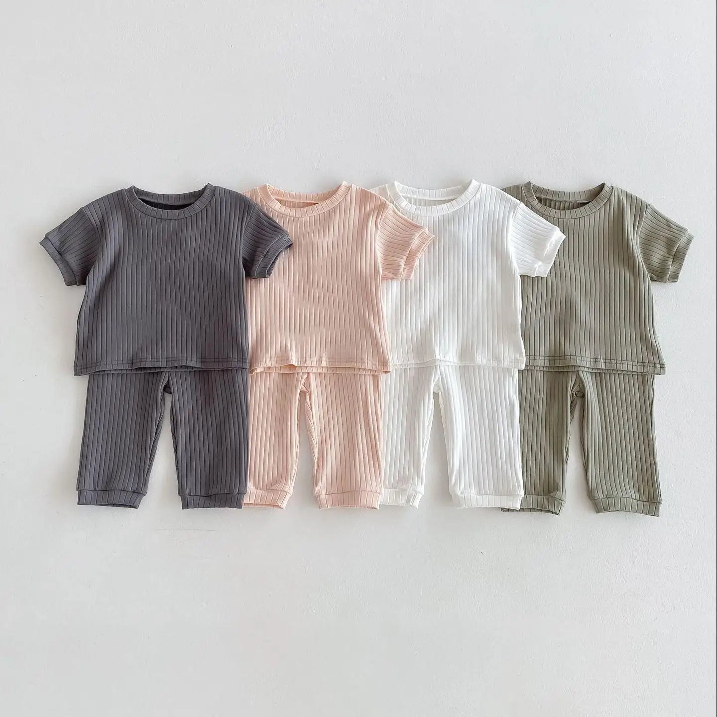 BreeziBoo – 2pc Ribbed Cotton Sleep Set for Kids