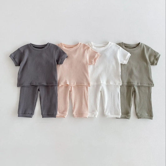 BreeziBoo – 2pc Ribbed Cotton Sleep Set for Kids
