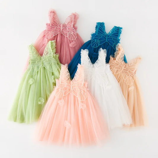 FairyNest – Baby Girl Wing Dress with Tutu & Floral Accents
