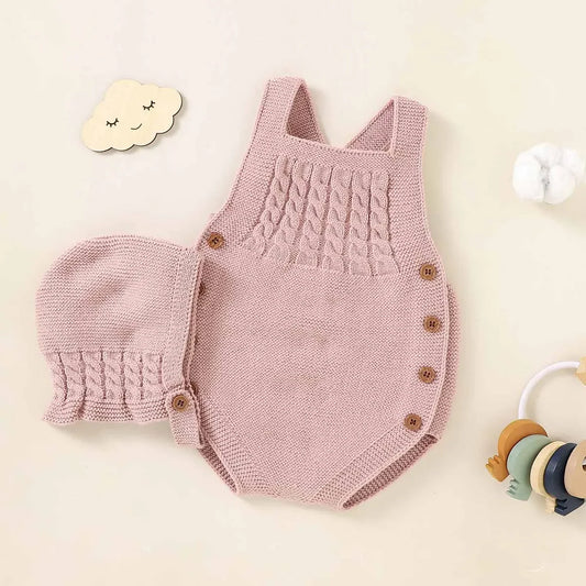 MiniNest  Sleeveless Romper & Knit Hat Set for Newborns