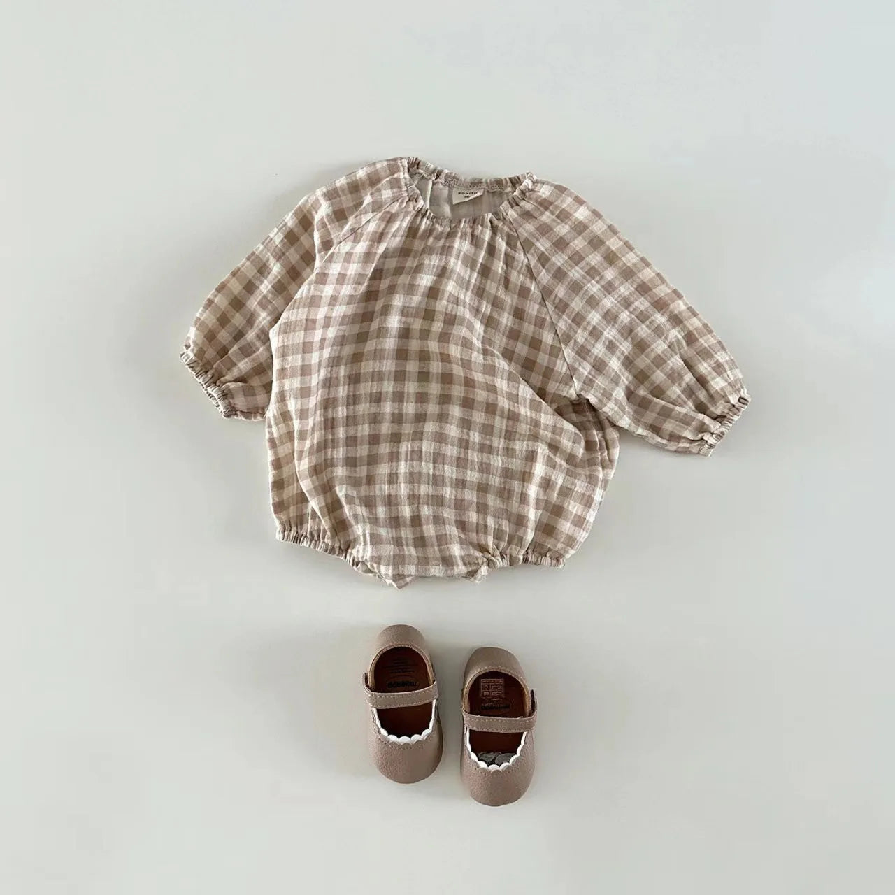 LoveyLoom Bodysuit – Cozy Plaid Cotton Onesie