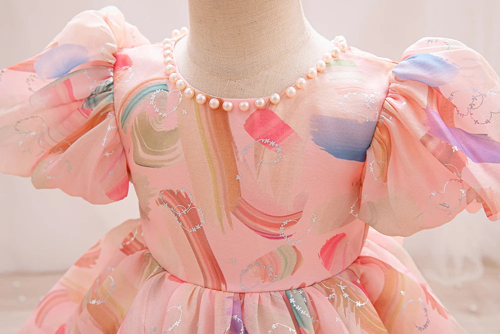 Girls Dress Kids Summer Chiffon Floral Wedding Birthday Party Dresses for First Communion Baby Casual Clothes
