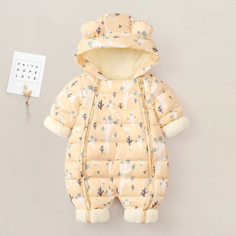 CozyCub Snowsuit – Plush Velvet Winter Jumpsuit for Babies