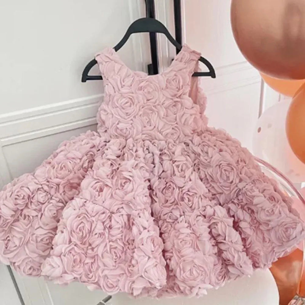 Flower Baby Dresses Sleeveless Elegant Children Holiday Party Prom Ball Gown Tutu Girl's Ceremonial