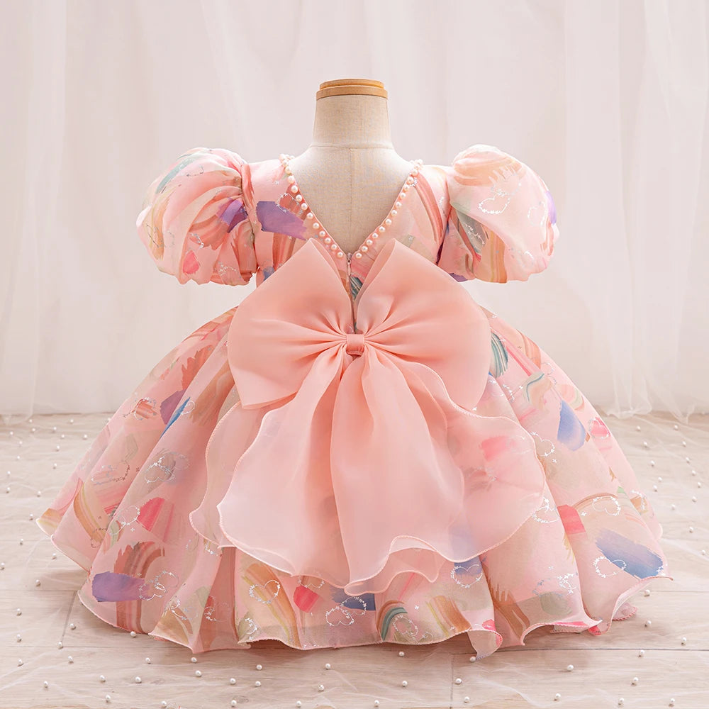 Girls Dress Kids Summer Chiffon Floral Wedding Birthday Party Dresses for First Communion Baby Casual Clothes