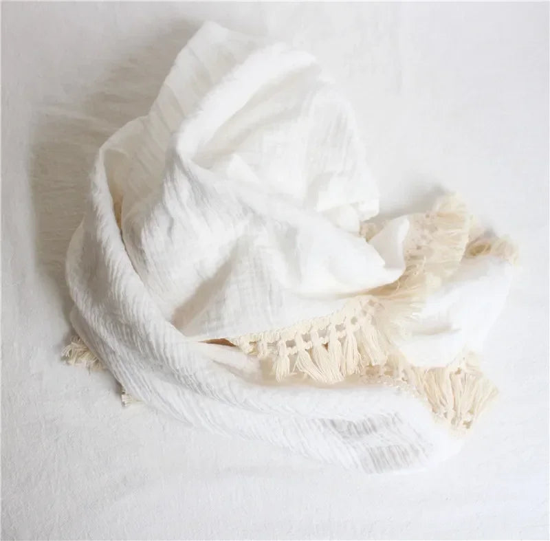 Baby Blankets Newborn Tassel Cotton Muslin Swaddle Wrap Blanket Print Gauze Infant Bedding Quilt Blanket Diaper