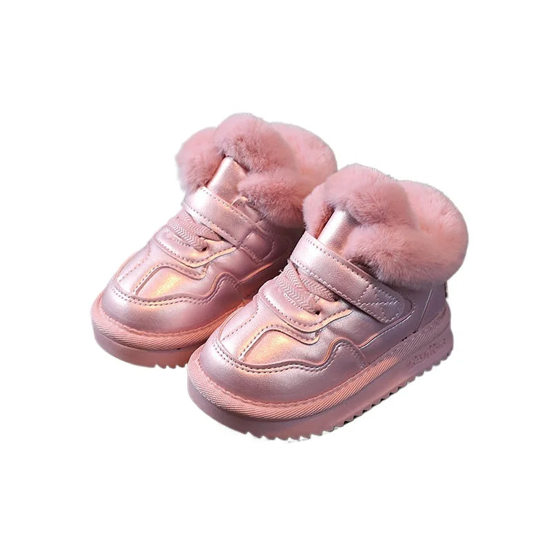 Winter Kids Shoes for Girls Snow Boots Soft Bottom Plush Children Boys Cotton Shoes Baby