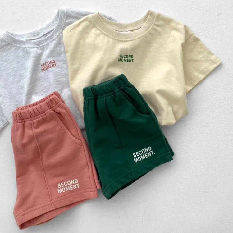 LitePlay Letter Tee & Shorts Set – Casual Cotton Kids