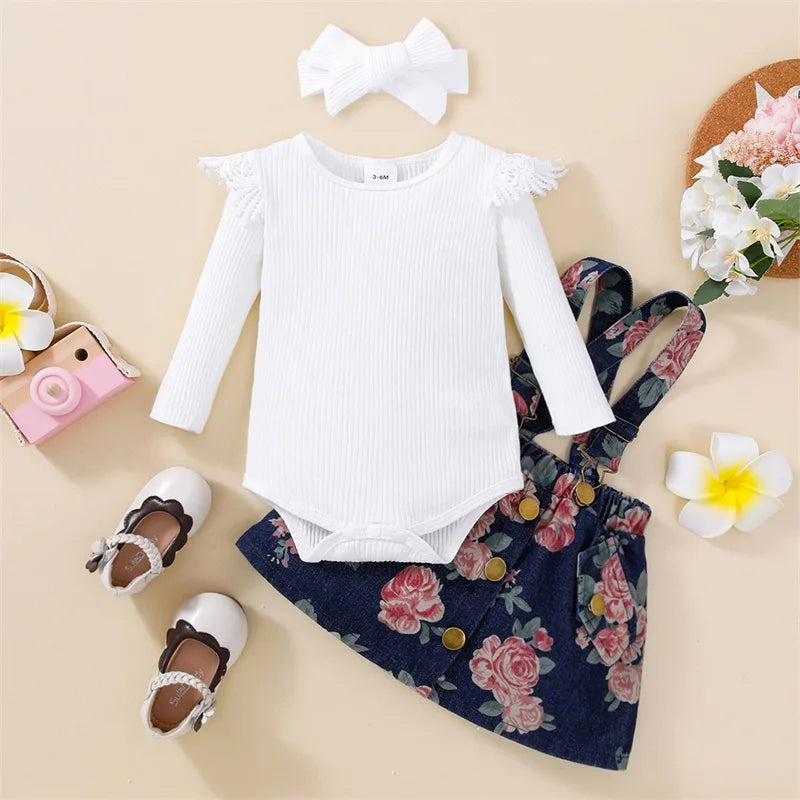 BlossiBelle Set – Ruffle Romper & Floral Skirt Combo