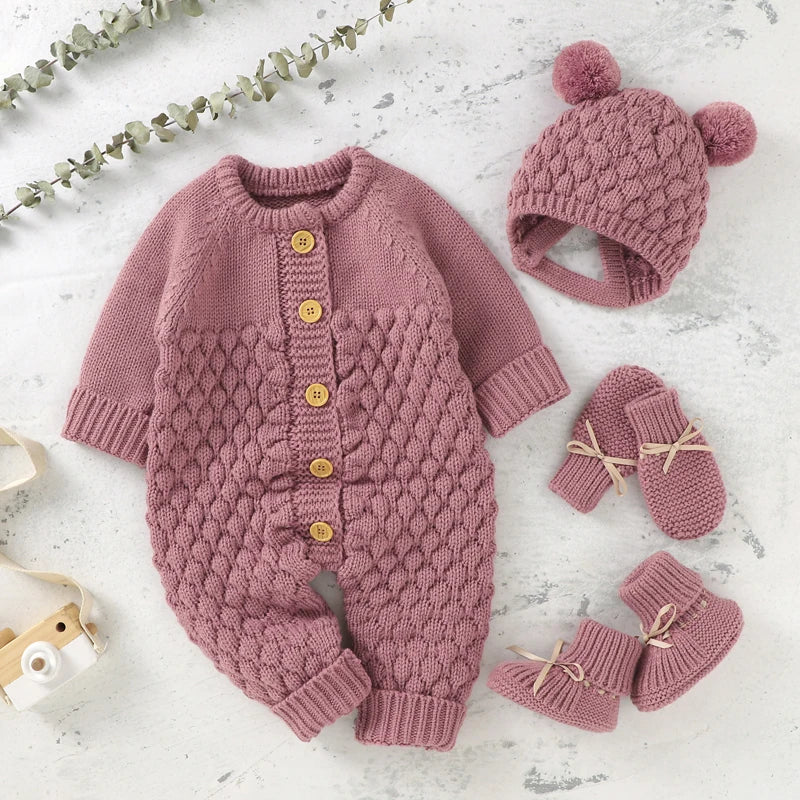 WoolieHug Ensemble – Infant Knitwear Outfit with Shoes & Gloves