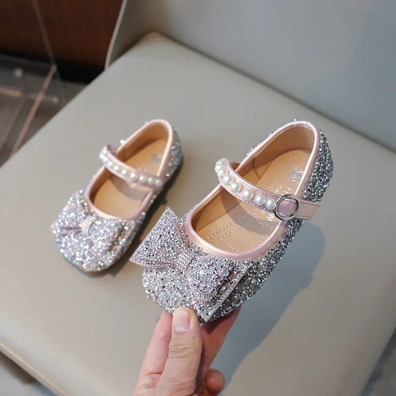 Spring Autumn Fashion Girls Princess Shoes Clogs Soft Soled for kids  Crystal Shoe New rhinestone size