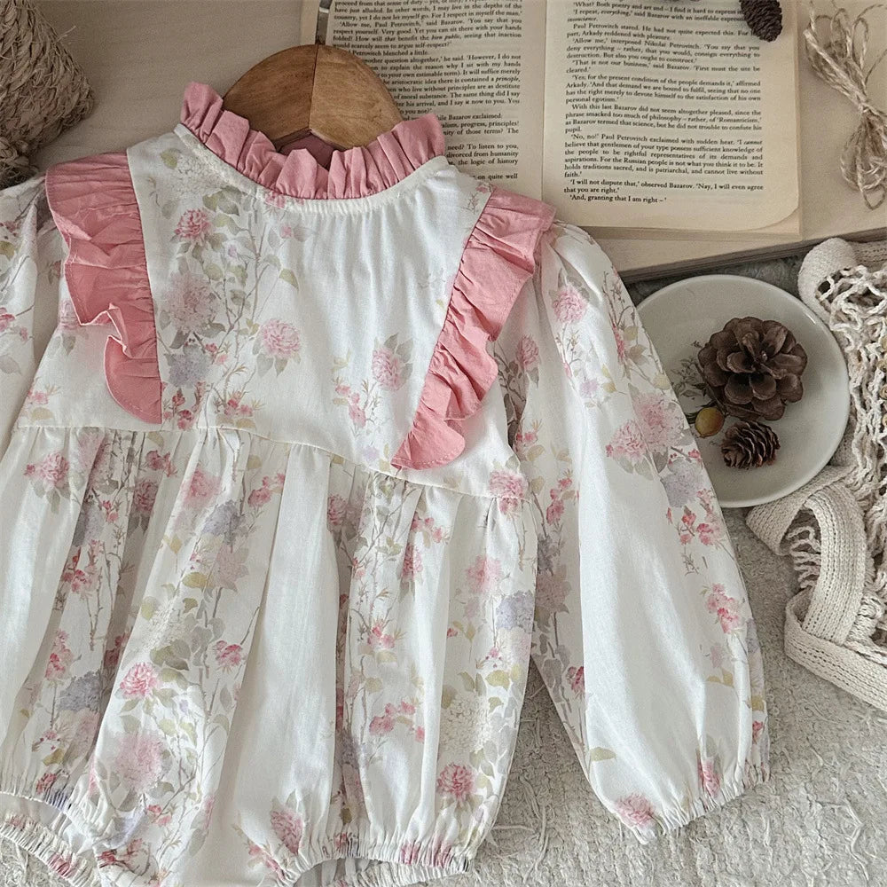 LaceBlossom Romper – Floral Cotton Baby Jumpsuit