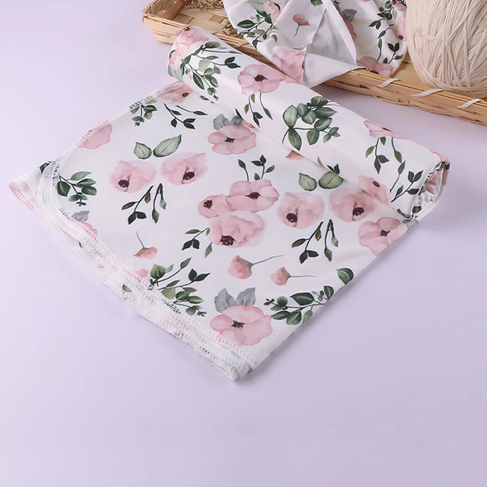 SnugNest Set – Swaddle, Hat & Headband Photo Wrap