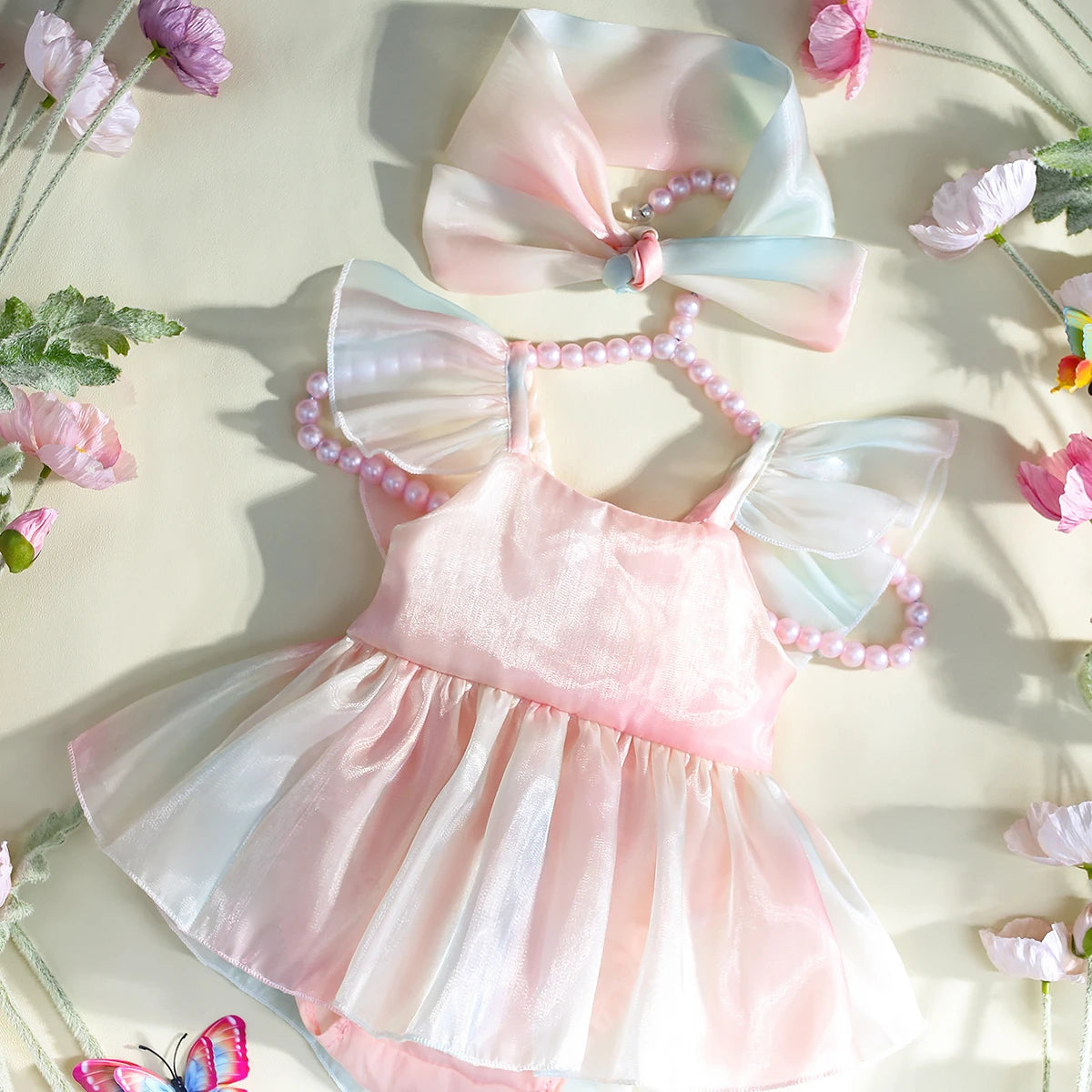 RainbowWhirl Set – Gradient Romper with Skirt & Headband