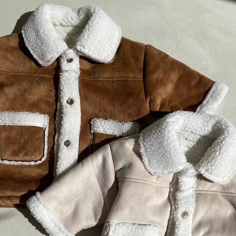 Woolberry– Plush Lamb Wool Fleece Coat for Toddlers