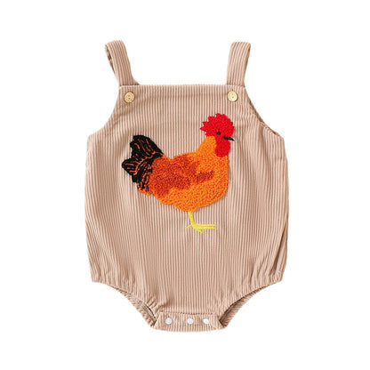 Infant Toddler Streamline Cotton Cock Towel Embroidery Sling Romper