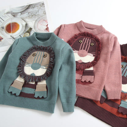 A cartoon lion knit sweater