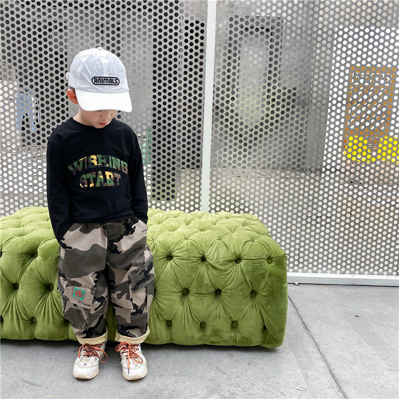 Boys autumn camouflage trousers