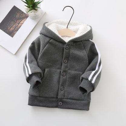 Autumn And Winter Children's And Women's Clothing Cardigan Jacket Lamb Velvet Sweater