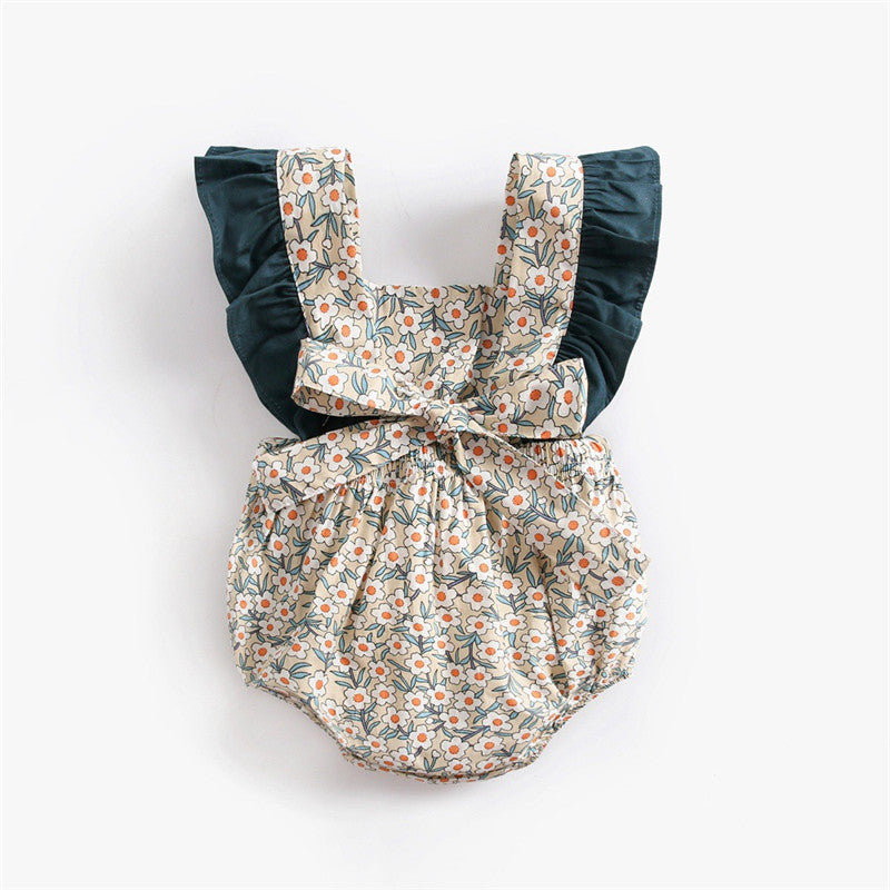 Baby Clothes With Floral Print And Color Matching Pure Cotton