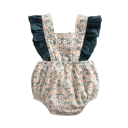 Baby Clothes With Floral Print And Color Matching Pure Cotton