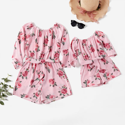 Floral Print Parent-Child Jumpsuit Parent-Child