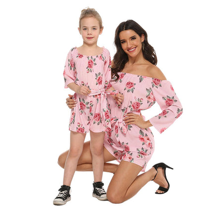 Floral Print Parent-Child Jumpsuit Parent-Child