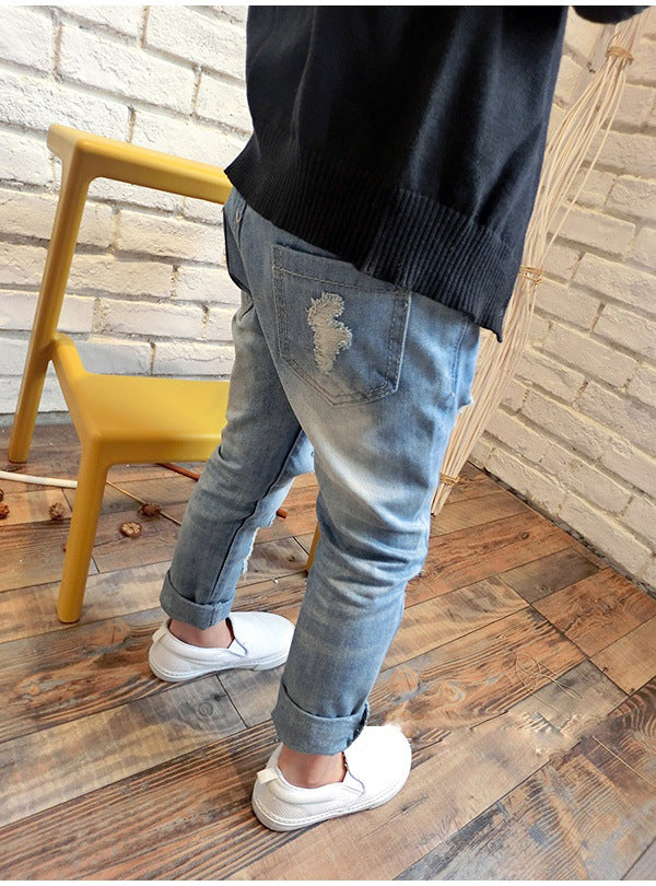 New Korean Style Boys Ripped Trousers