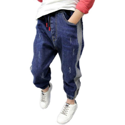 Boy's Loose Color Matching Jeans Spring And Autumn Cotton Children's Pants