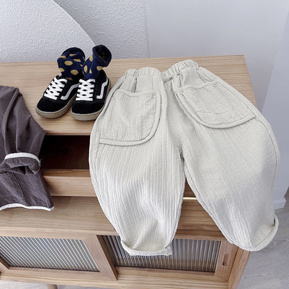 New Boys And Girls Cotton And Linen Casual Pants, Children And Babies