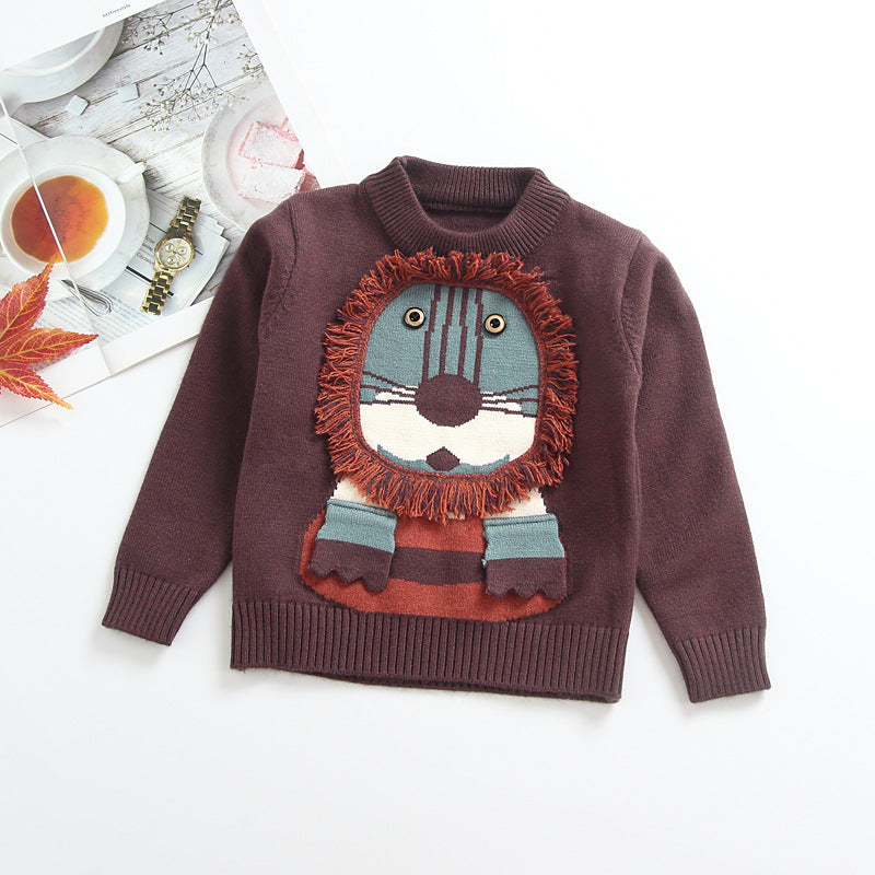 A cartoon lion knit sweater