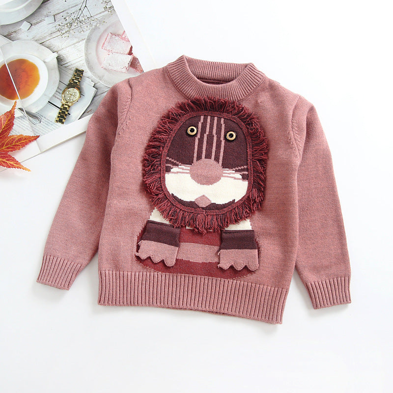 A cartoon lion knit sweater