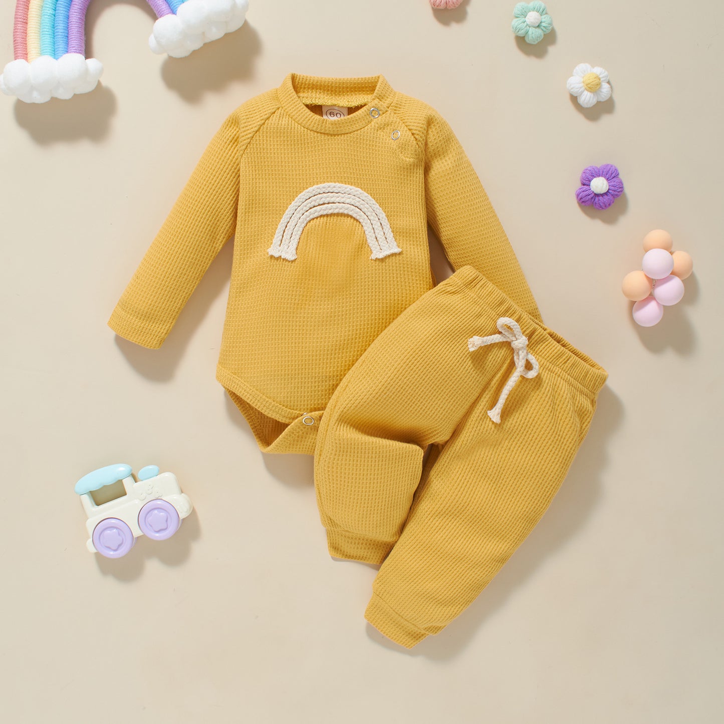 Winter Infant Toddler Five-color Rainbow Romper Two-piece Set