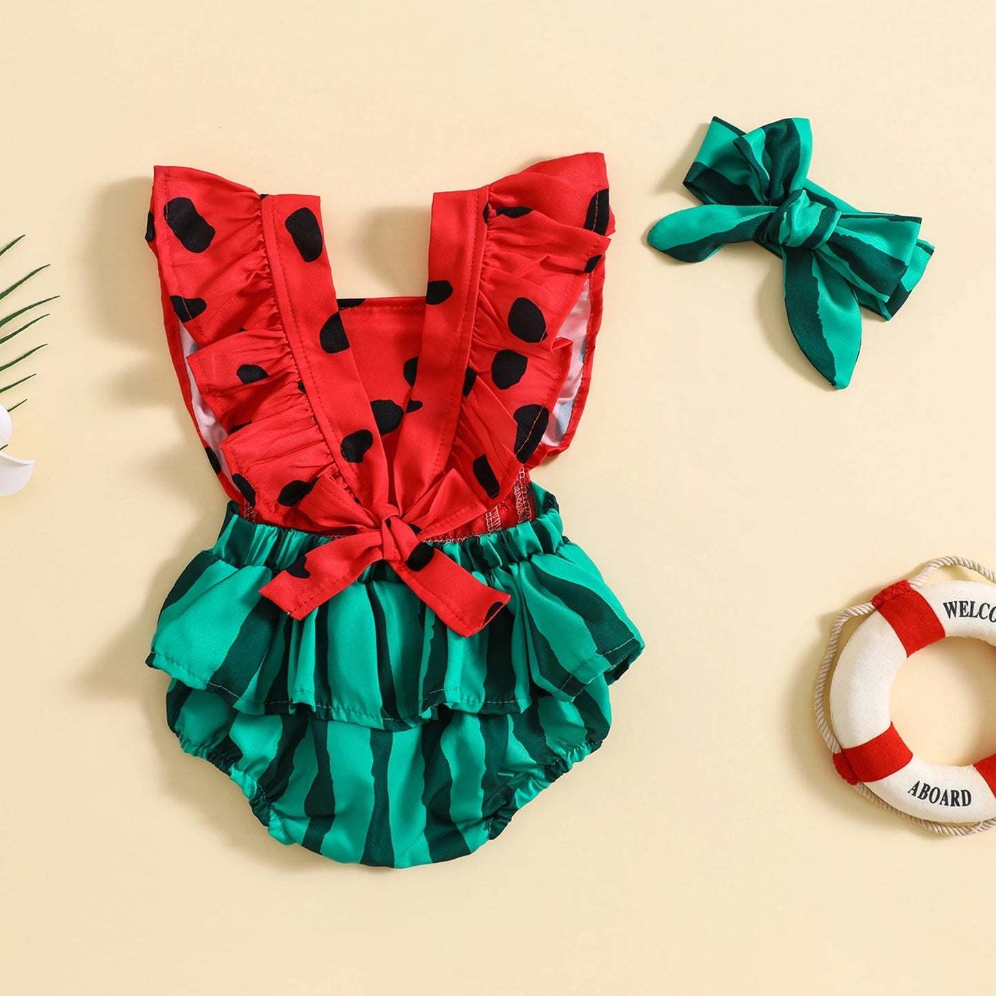 Cute Super Cute Hair Band Watermelon Baby Jumpsuit