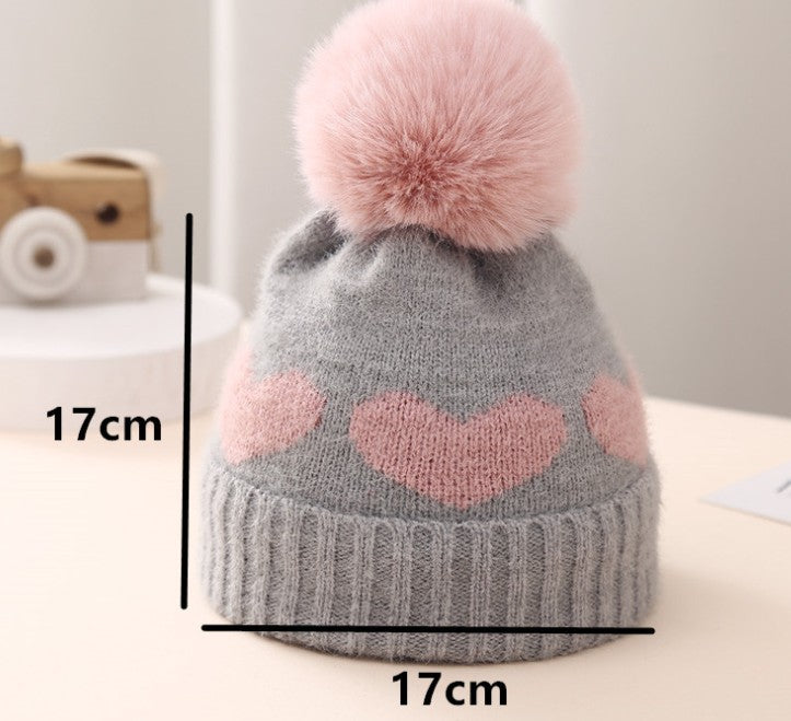 Baby Hat Double-layer Thickened Jacquard Heart