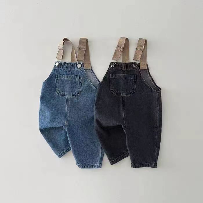 Retro Denim Suspender Pants