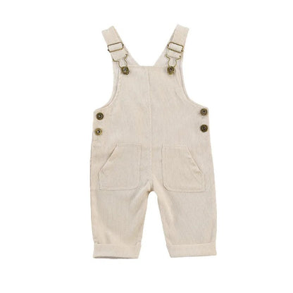 Children's Corduroy Sleeveless Solid Color Overalls