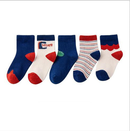 Five Pairs Of Socks For Infants, Small, Medium And Big Children