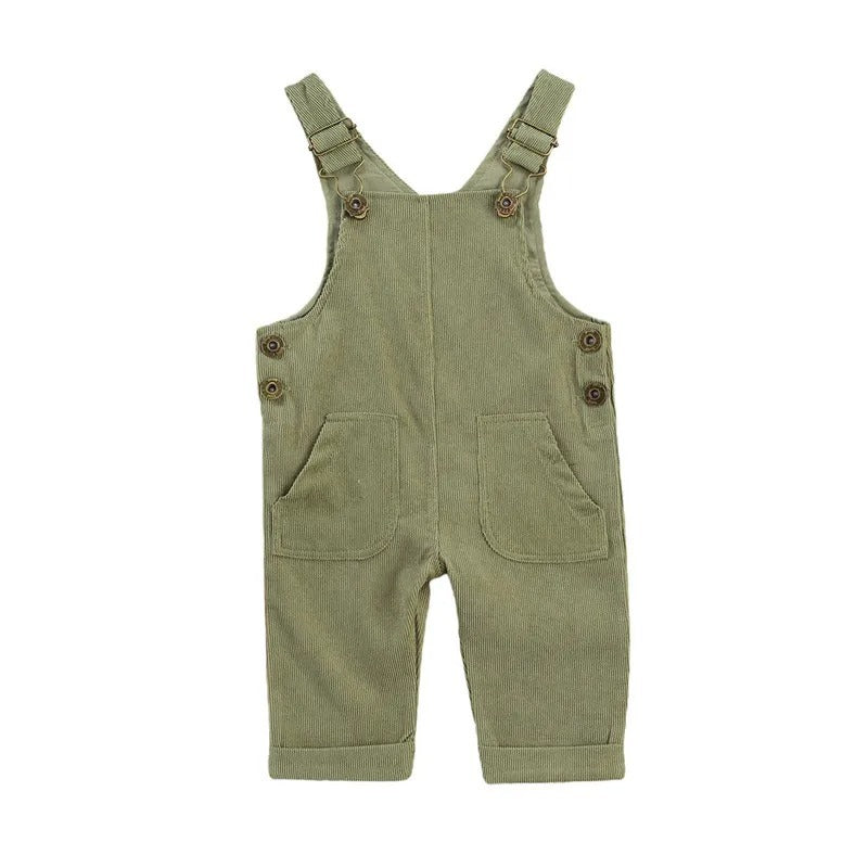 Children's Corduroy Sleeveless Solid Color Overalls