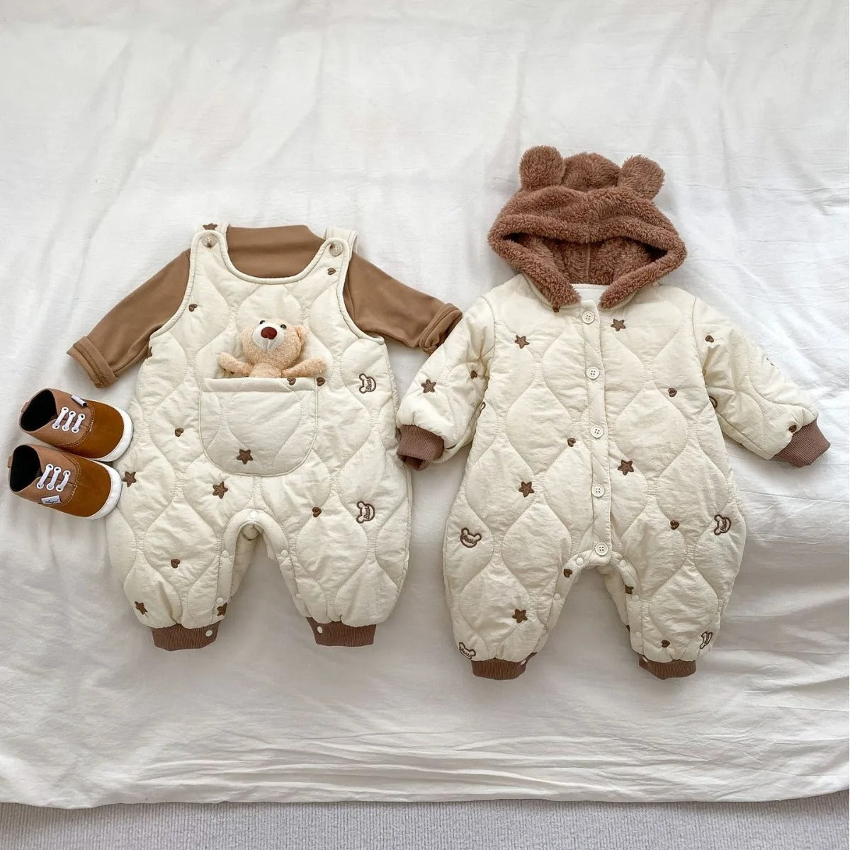 Baby Winter Thickened Warm Jumpsuit Hooded Romper