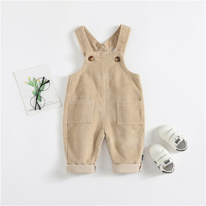 Boys and girls baby denim suspenders trousers