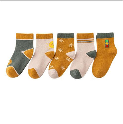 Five Pairs Of Socks For Infants, Small, Medium And Big Children