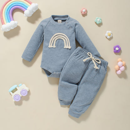 Winter Infant Toddler Five-color Rainbow Romper Two-piece Set