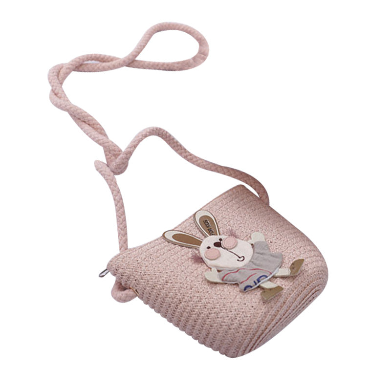 Cute Rabbit Decoration Bag Two-Piece Straw Hat